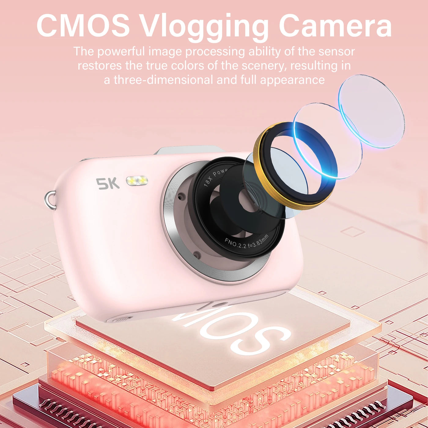 KOMERY G7 5K Digitale Camera – 80 MP UHD, 18x Zoom, Vlogcamera – Wit