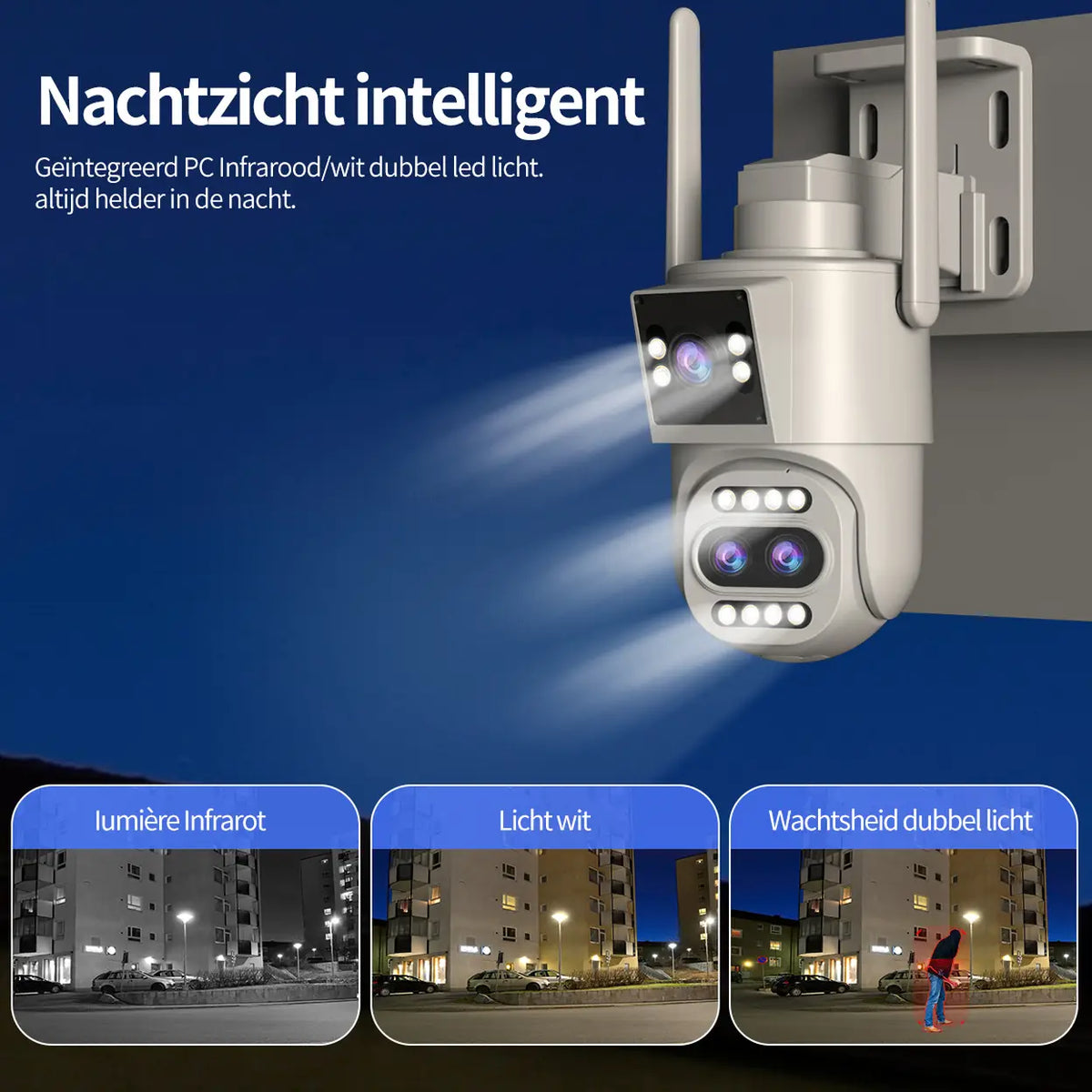 Jooan Beveiligingscamera Buiten 2K Drievoudige Lens - 10X Zoom - PTZired IP66 Waterproof Motion Alert,8-256G Card/Cloud Storage,Siren Alarm