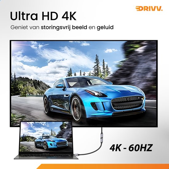 Drivv. USB C Verlengkabel 3.2 - Mannelijk naar Vrouwelijk - Fast Charge / Snellader - USB C Data en Oplaadkabel - 3 meter - Geschikt voor Samsung, iPhone 15 & Meer - Grijs