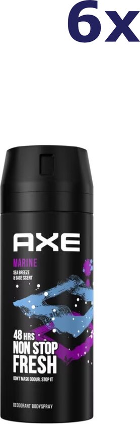 Axe 48u Non-Stop Fresh Deodorant Spray Marine - 6 x 150 ml