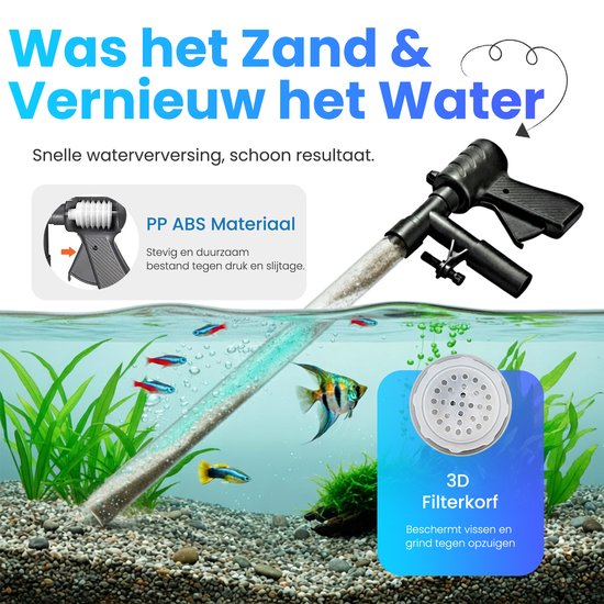Pawesome - Aquarium stofzuiger - Bodemreiniger - Gravel cleaner aquarium - Bodemstofzuiger - Zonder batterijen