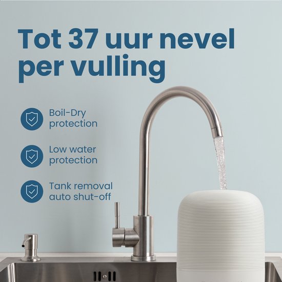 Auronic Luchtbevochtiger - 3L - Geschikt voor Slaapkamer, Babykamer, Kantoor, Woonkamer en Meer - Humidifier - BPA-Vrij - Wit