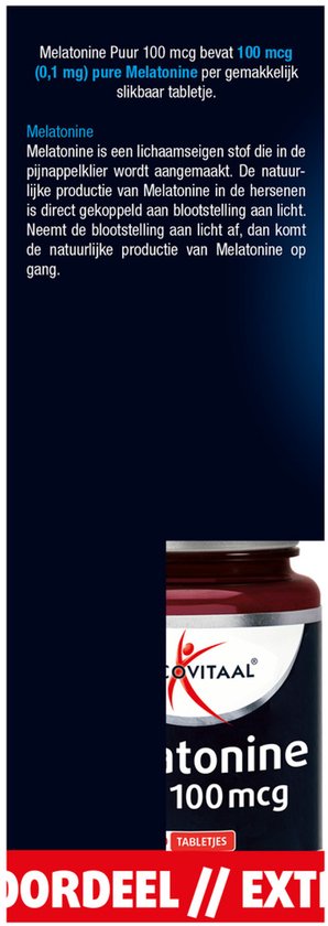 Lucovitaal Melatonine Puur 100 mcg Voedingssupplement - 2 x 500 Tabletten