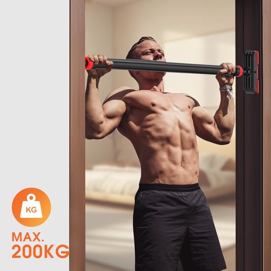 DH FitLife Optrekstang voor Deur – Schroefloze Pull-Up Bar 72-92 cm – Inclusief Waterpas voor Krachttraining en Rekstang Installatie