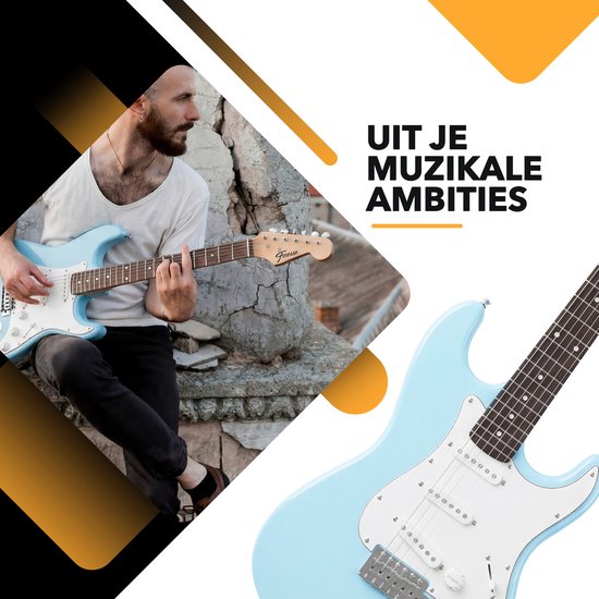 Finesse Elektrische Gitaar met Versterker - met Videocursus - Gitaar - Volwassenen - Kind - Blauw