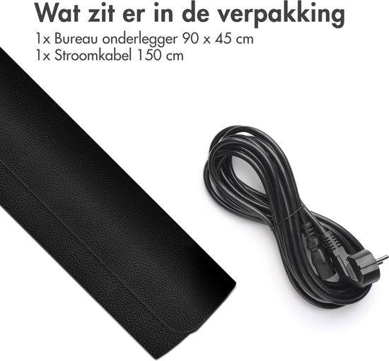 imoshion Verwarmde Bureau Onderlegger - 90 x 45 cm - 3 Standen - 40 tot 60 Graden - Verwarmde Muismat XXL - Bureau Accessoires - Antislip Muismat XXL - Zwart