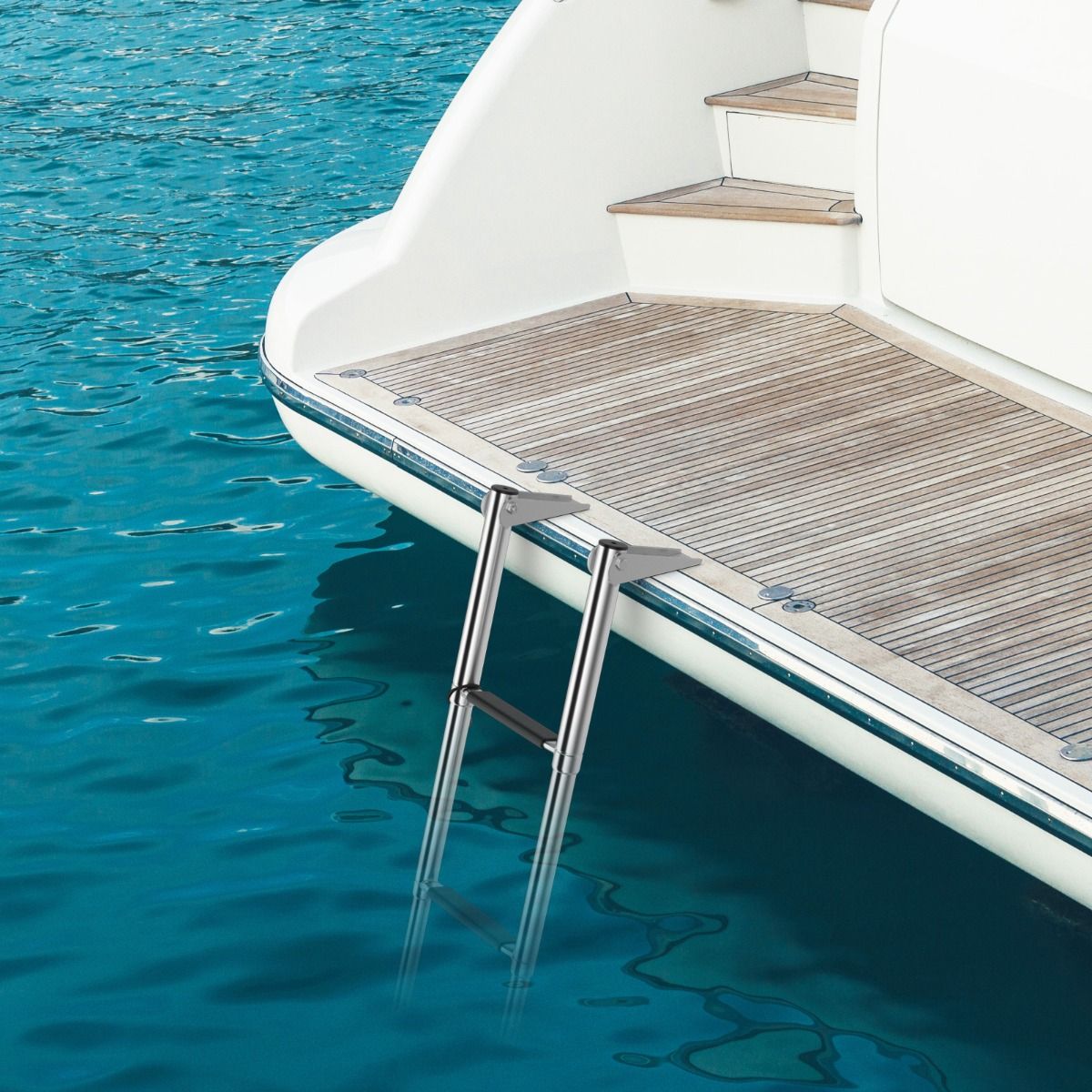 Coast Telescopische Bootladder 4-Traps - Antislip - RVS - 227kg Capaciteit - Zilverkleurig