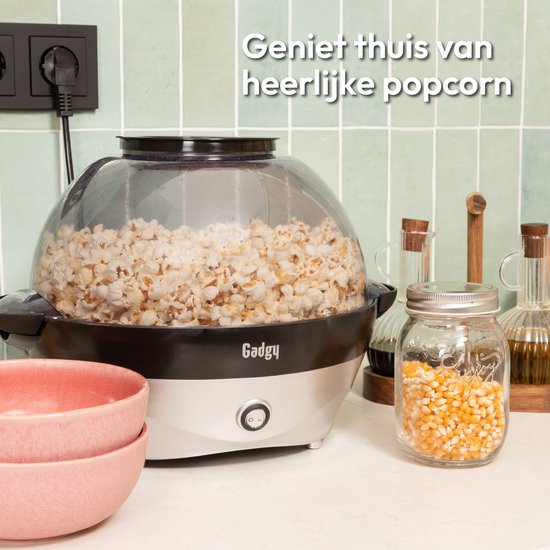Gadgy Popcorn Machine Rond met Anti-aanbaklaag - Popcorn Maker Stil en Snel - 5 liter - Funcooking voor Party & Kids - Popcornpan - Cadeau voor Kind