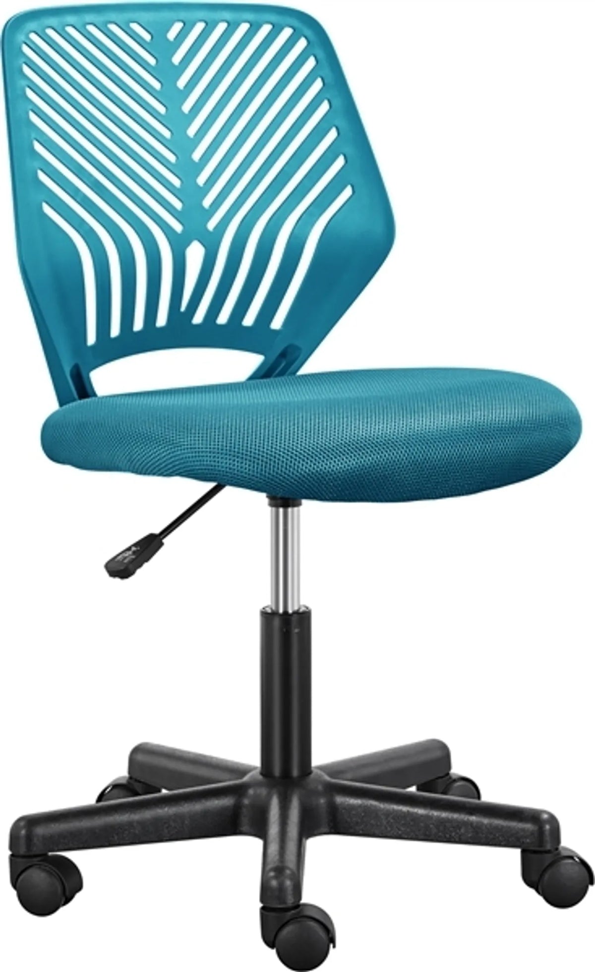 Yaheetech Bureaustoel Zonder Armleuningen – Voorzien Van In Hoogte Verstelbare Gaslift En 360° Draaibare Wielen En Zachte Schuimvulling – Voor Kantoor En Studeerkamer – Zwart Polyester En Nylon – 50 x 55 x 79-92 cm