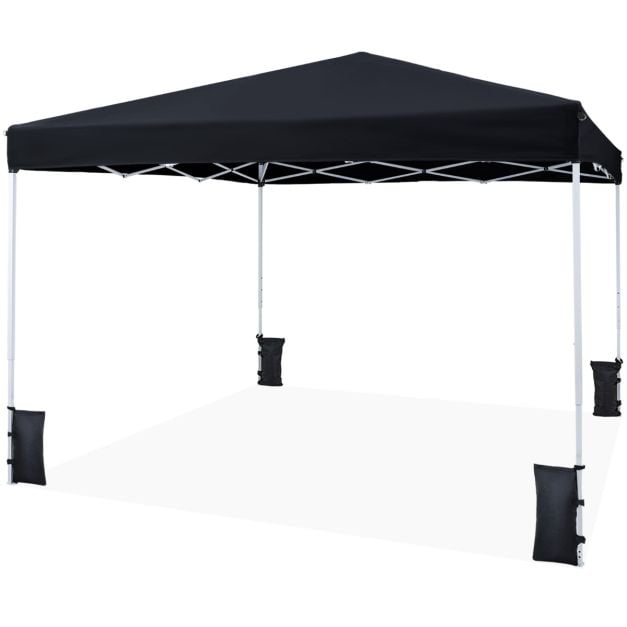 Coast Pop-Up Partytent 290 × 290 cm – Opvouwbaar Paviljoen met 3 Hoogtestanden, Draagtas, Scheerlijnen & Grondpennen – Zwart