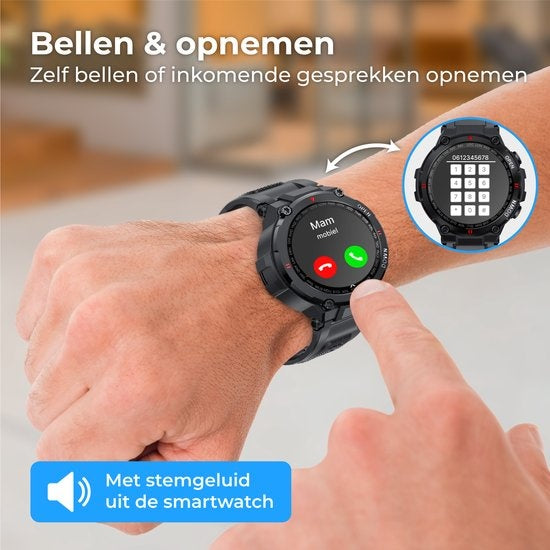 Nuvance - Outdoor Smartwatch - IP67 Waterdicht - Bluetooth Smartwatch voor Dames en Heren - Smartwatches - Sporthorloge met Stappenteller, Calorie Teller, Slaap meter - Geschikt voor alle Smartphones