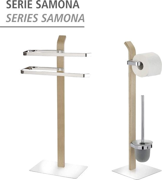 Staande wc-garnituur Samona Nature, wc-borstelhouder