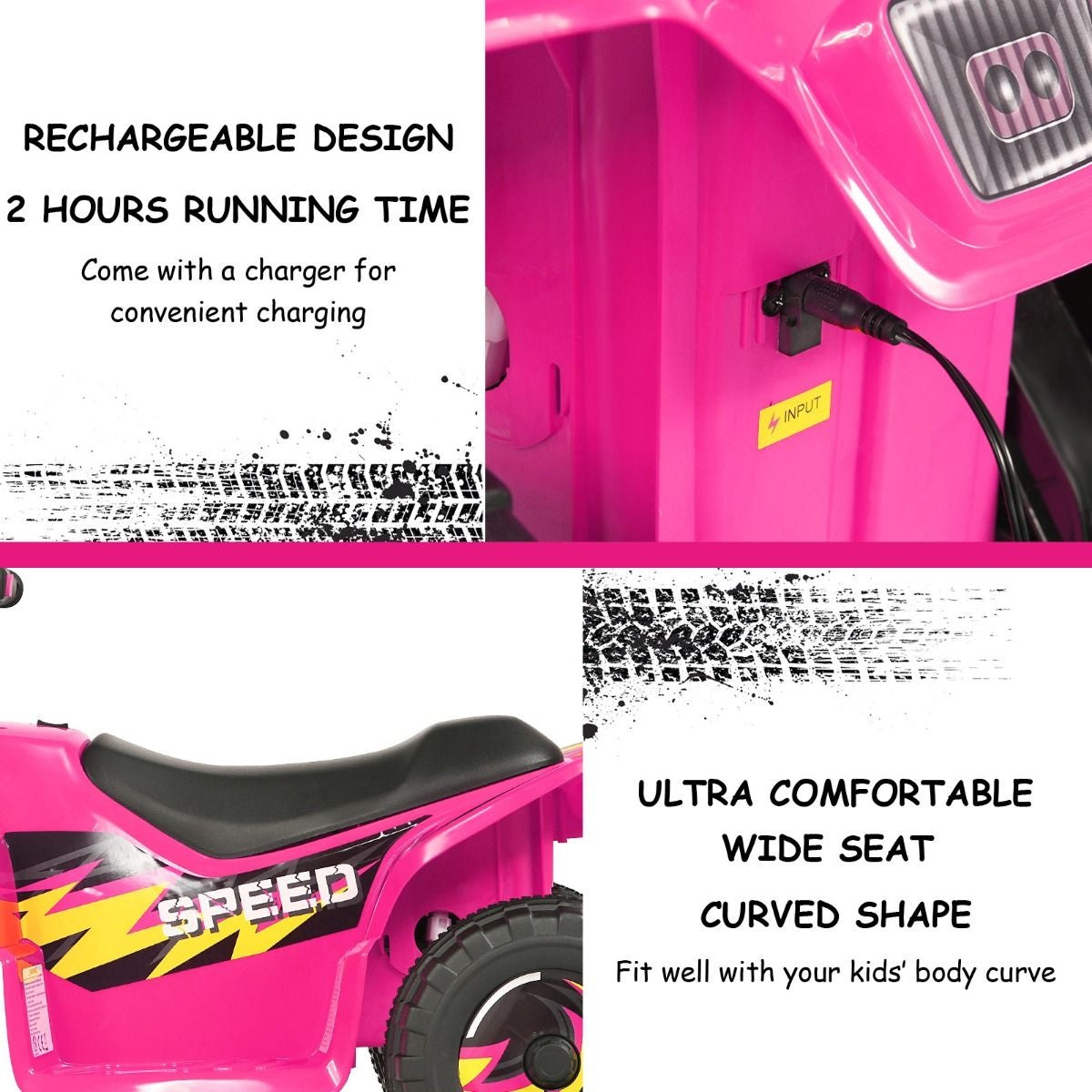 Coast Stroller Mini Electroquad 6 V Battery-Operated Quad 2,8-4,6 km / u Pink Pink
