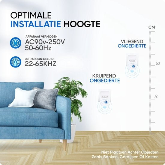 ROSTEM Ultrasone Ongedierteverjager – 4 Stuks, Gifvrij – 120 m² Bereik – Wit