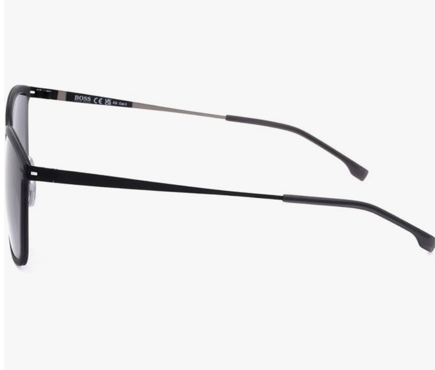Hugo Boss BOSS 1243/S Zonnebril - Mat Grijs Zwart - 55/21/150 - Rechthoekig, Roestvrij Staal