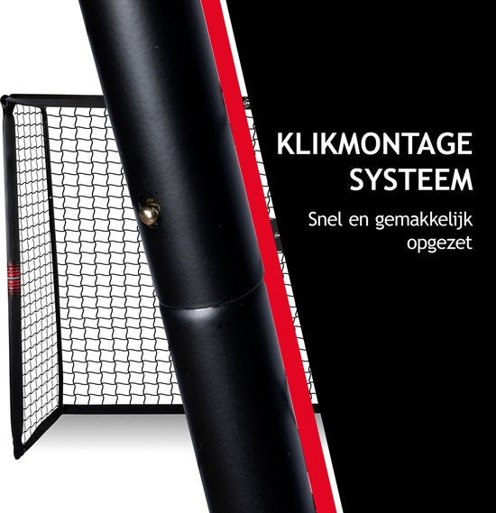 Dunlop Voetbaldoel - Voetbal Goal 300 x 200 x 120 cm - Voetbalgoal Groot - Buitenspeelgoed voor Kinderen en Volwassenen - Snelle Montage - Voetbal Training Doel - Metaal - Zwart/ Rood