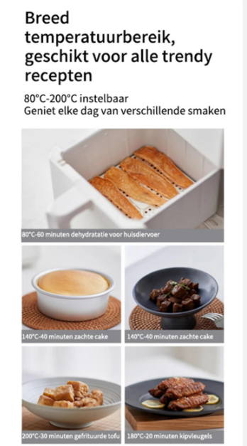 Bear QZG-K12T1 Compacte Airfryer 3L - Wit - 20,5 x 26,5 x 28,5 cm