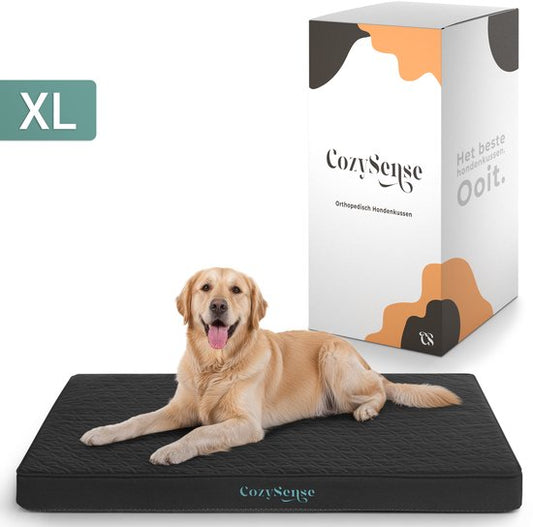 CozySense® – Orthopedisch Hondenkussen 100 X 70 Cm – Maat XL - Waterdicht – Geschikt Als Benchkussen & Hondenbed - Zwart