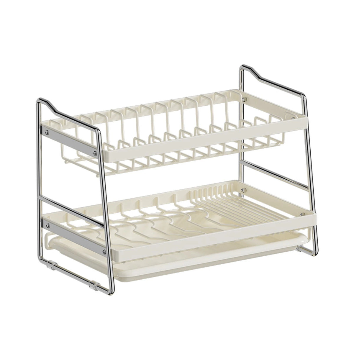 Maxcook Afdruiprek 2-laags - Met Afdruipbak - 40 x 23,6 x 28,7 cm - Wit