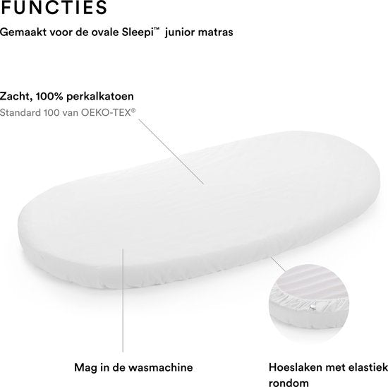 Stokke® Sleepi™ Juniorbed Hoeslaken - 165 cm. - White