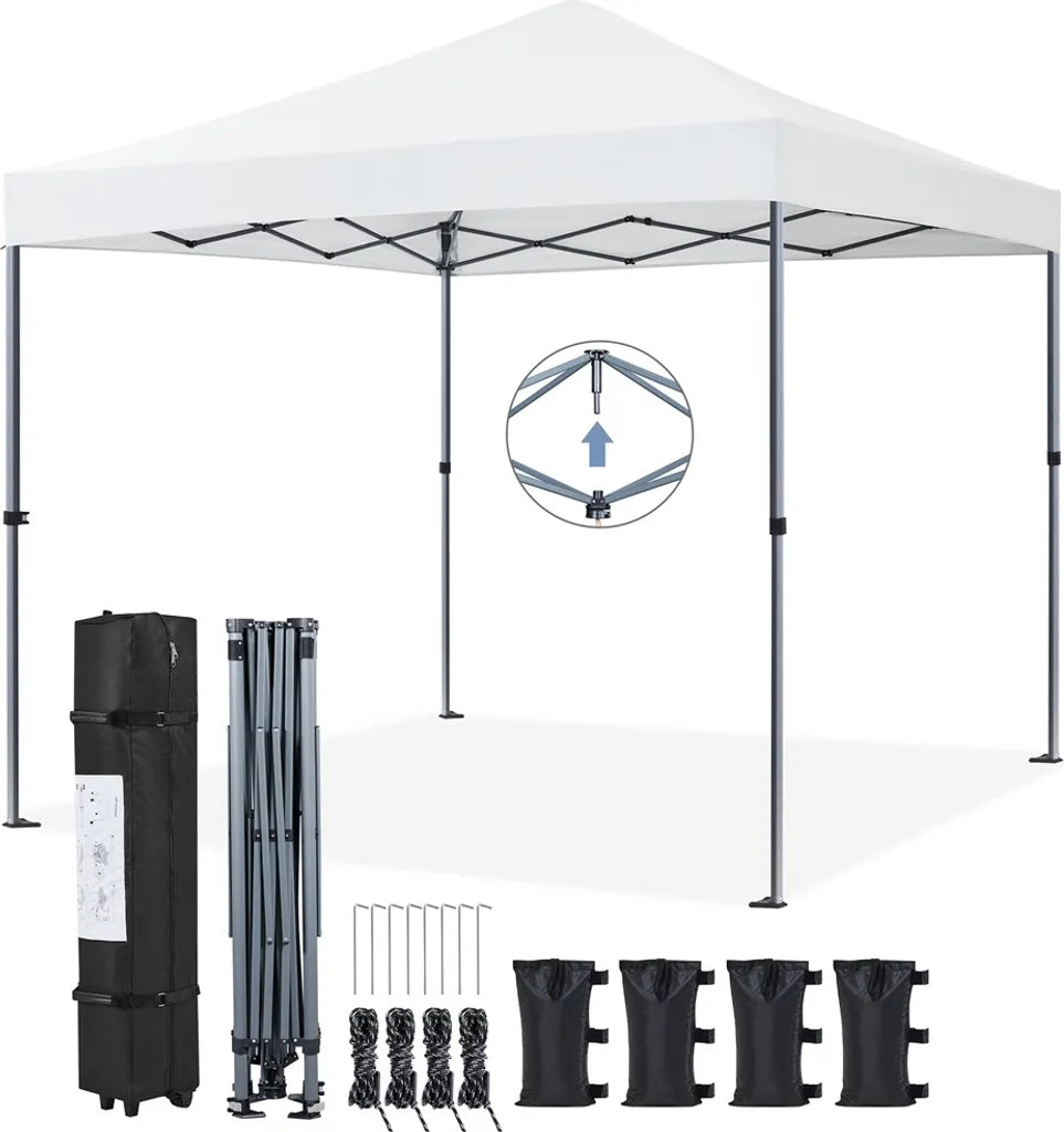 Yaheetech Opvouwbare Partytent 3 x 3 m - Wit - Pop-up Paviljoen met UV50+ Bescherming