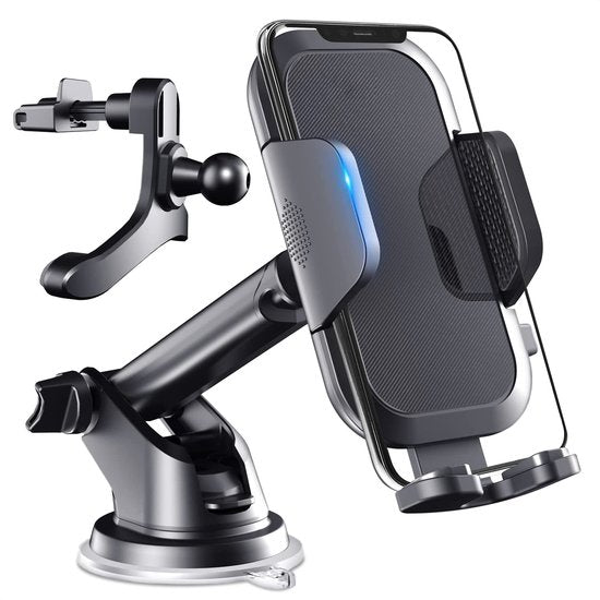 Strex - Telefoonhouder Auto - 360° Draaibaar voor Voorruit, Dashboard en Ventilatierooster - Universeel  -  Zwart