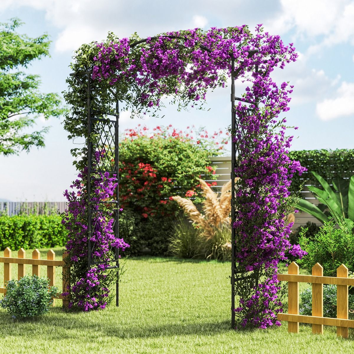 Coast Rozenboog metaal - klimrek voor tuinplanten - poortboog - zwart - 170 x 39 x 210 cm