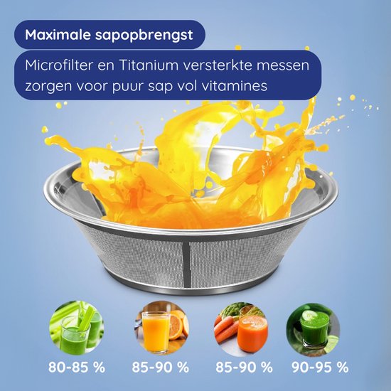 Safecourt Kitchen Sapcentrifuge - Juicer voor Groenten & Fruit - Grote Vulopening - 3 snelheden - 1200 Watt