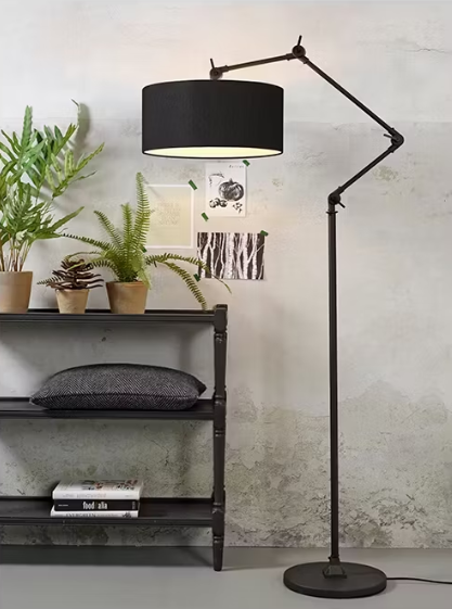 It's about RoMi Amsterdam vloerlamp - Excl. Lampenkap - zwart textiel – 190 x 47 x 70 cm