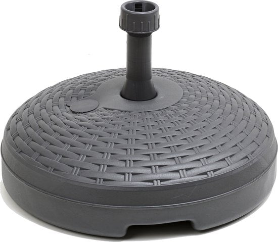 Parasolvoet Rattan look - rond - antraciet grijs - D45 cm - 20 liter - kunststof - vulbaar