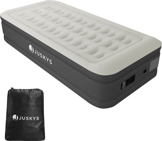 Juskys Luchtbed Zelfopblazend - Ingebouwde Elektrische pomp -  191 x 91 x 44 cm - Incl. Opbergtas - Grijs