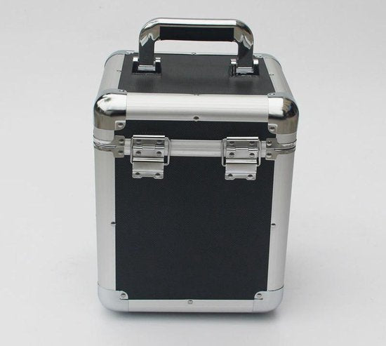 LP single 7 inch vinyl koffer voor opbergen van 70 - 100 singles afsluitbaar zwart aluminium