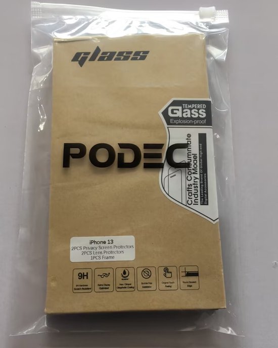 Podec 2x Privacy Screenprotector en 2x Camera Lens Protector voor iPhone 13 - Gehard Beschermglas - Transparant en Krasbestendig - Tempered Glass Screen Cover