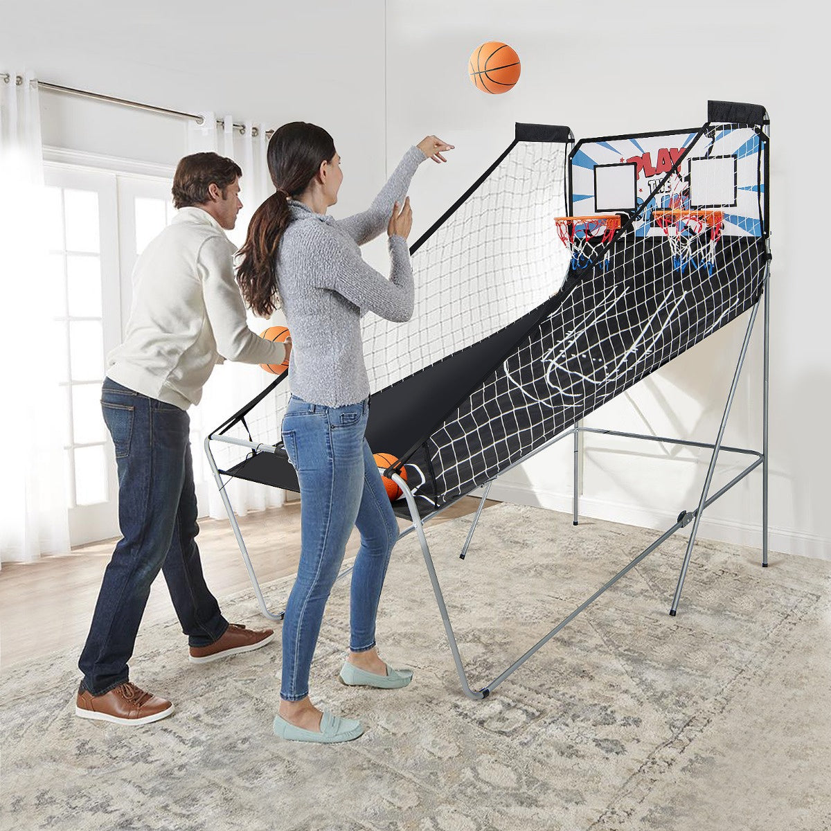 Coast Opvouwbare Basketbalmachine - Met 2 Ringen - Wit