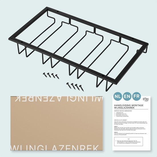 Wijnglazenhouder - Ophangrek Wijnglazen - Wijnglazenrek - Wijnrek - Glazenrek Hangend - Mat Zwart Metaal