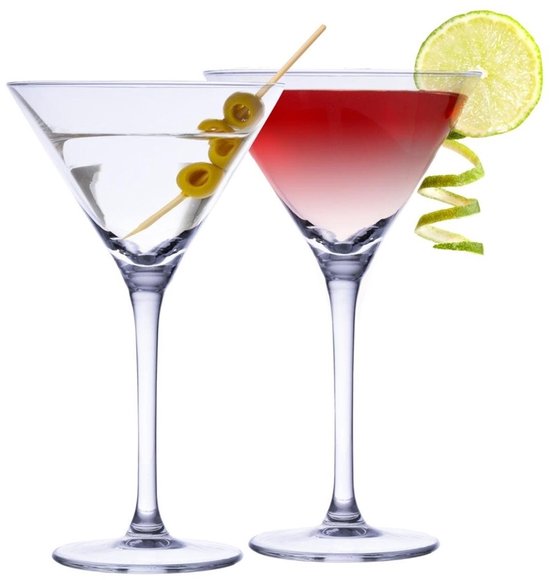 Martini cocktailglazen - glas - 4x stuks - 220 ml - Cocktail glazen - Cocktails drinken - Cocktails