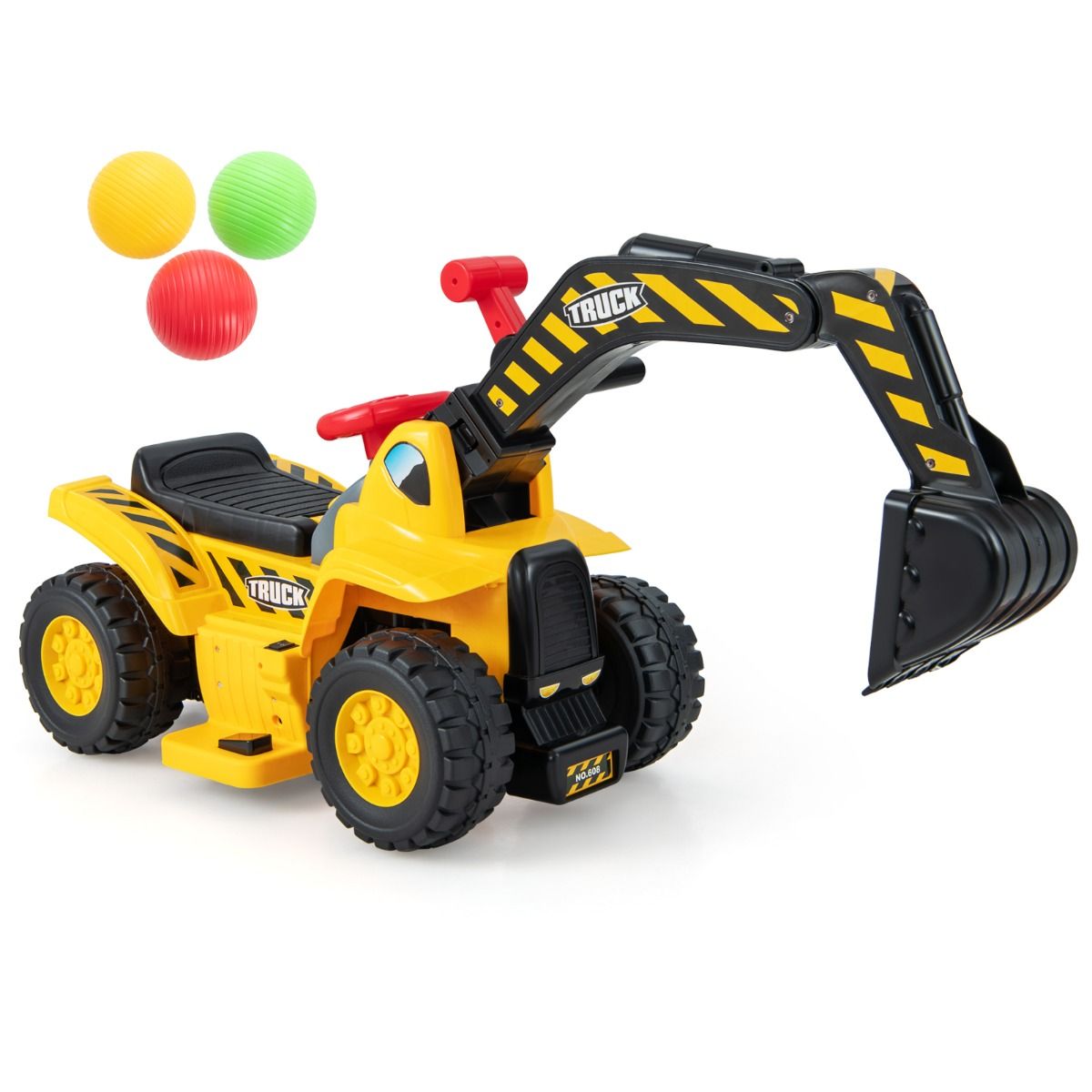 Coast Elektrische Graafmachine voor Kinderen - Met bestuurbare graafbak - Geluidseffecten - Geel en zwart