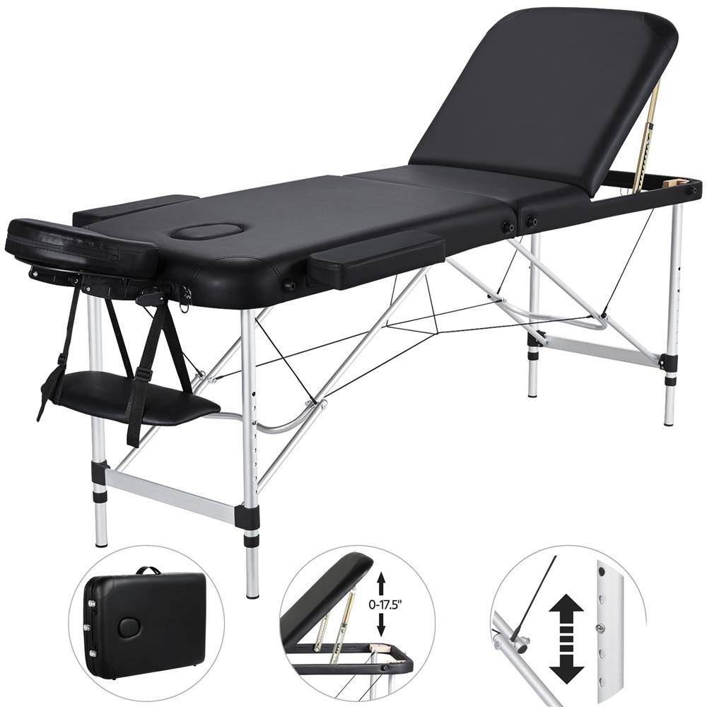 Yaheetech Professionele Massagebank 3-delig Opvouwbaar met Hoofdsteun, Armsteun en Rugleuning Aluminium