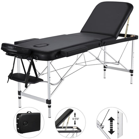 Yaheetech Professionele Massagebank 3-delig Opvouwbaar met Hoofdsteun, Armsteun en Rugleuning Aluminium