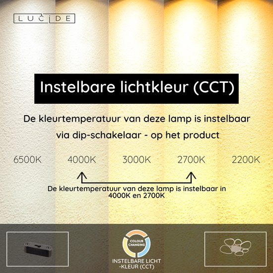 Lucide SAMLING - Plafonnière (Plafondlamp) - LED Dimbaar - CCT - 1x72W 2700K/4000K - Taupe