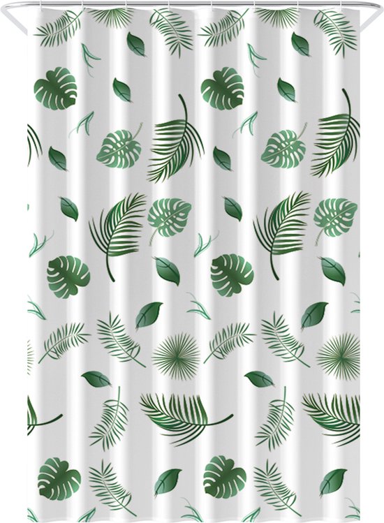 Loti Living Douchegordijn Anti Schimmel – Blaadjes - Inclusief ringen – Waterdicht - Polyester - Douchegordijn 120x200 cm