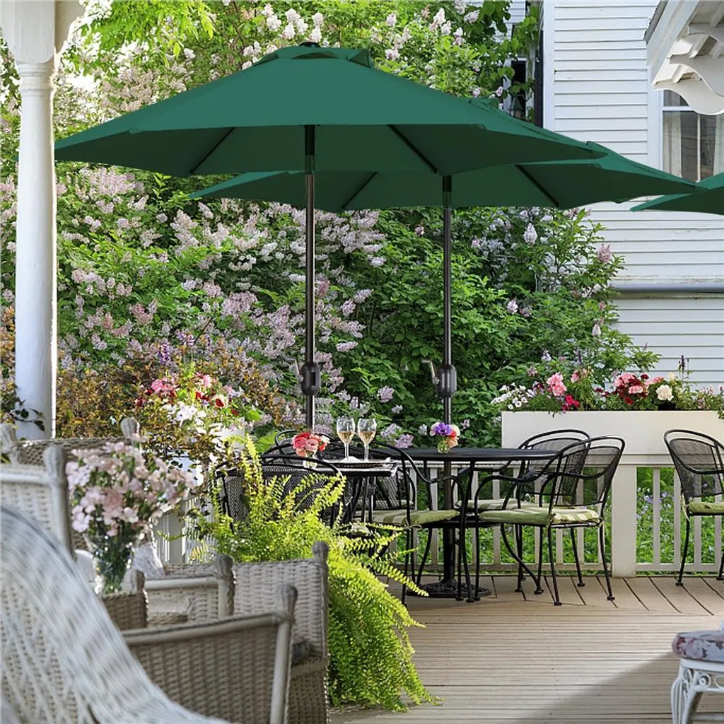 Yaheetech Parasol - Ø230 cm - Kantelbaar - Met Zwengel - Tuinparasol - Donkergroen