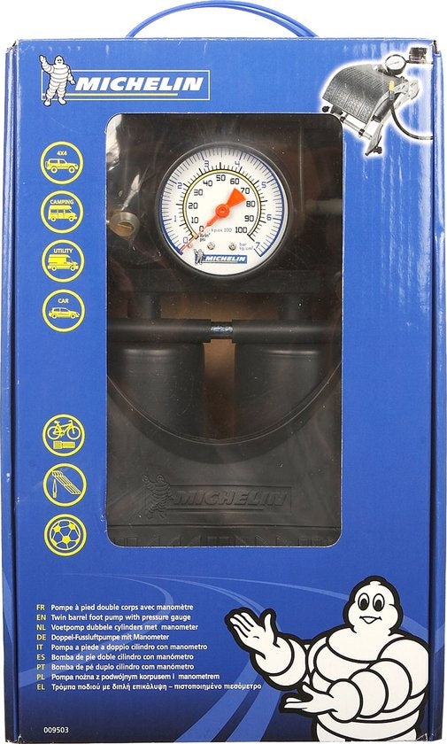 Michelin Voetpomp Dubbele Cilinder - Met Manometer - 7 bar