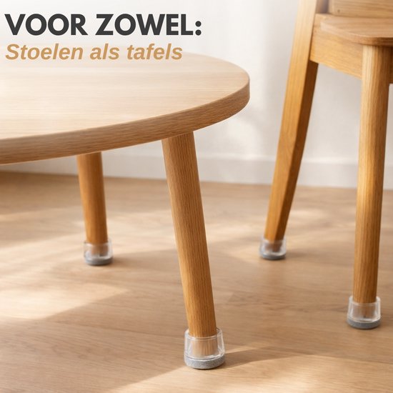 Vaive Stoelpoot Beschermers Rond met Vilt – 24 Stuks – Stoelpootdoppen Ø24-30 mm – Vloerbescherming voor Stoelen - Grijs