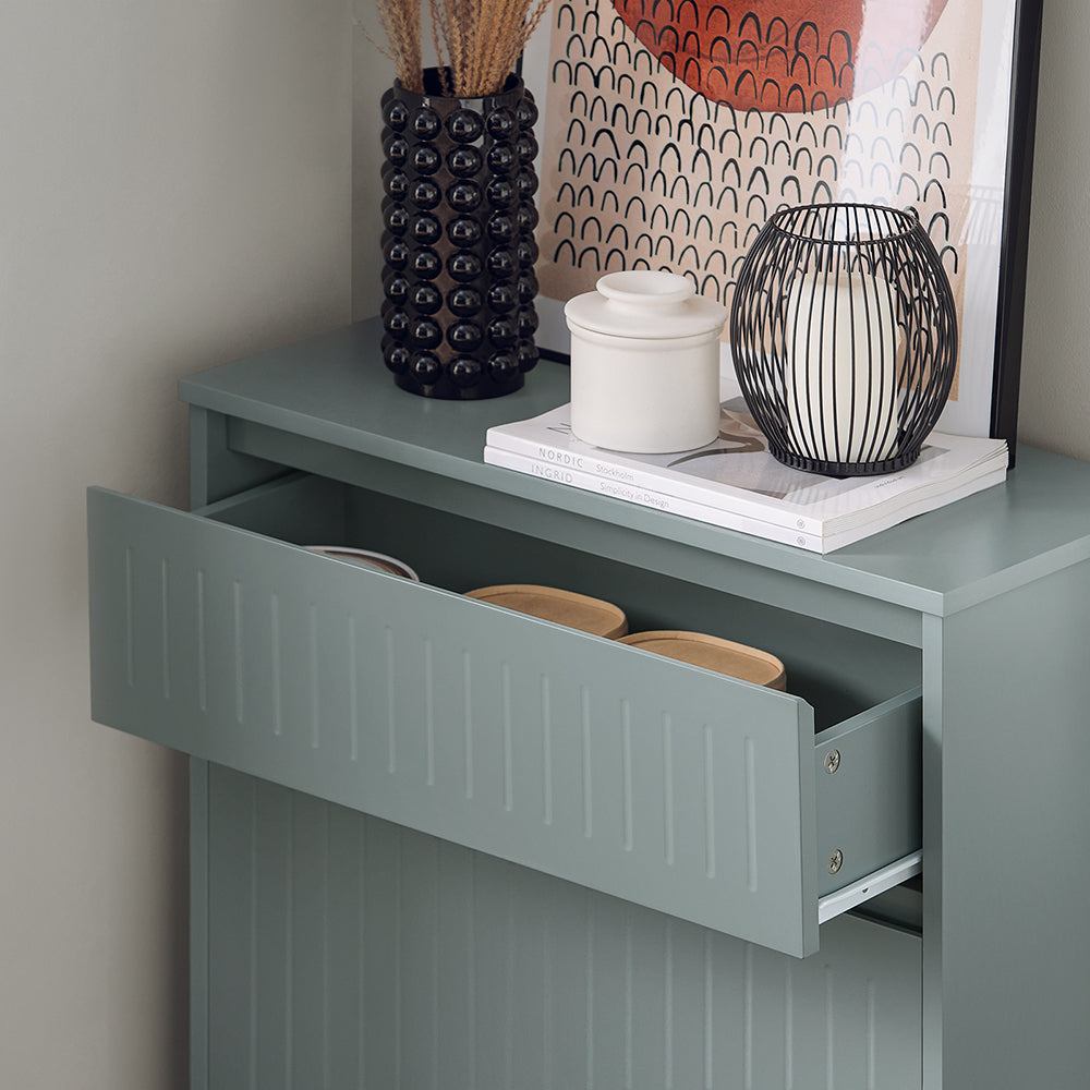 SoBuy Schoenenkast FSR165-HG - 2 Kleppen en 1 Lade - MDF - 61 x 26 x 100 cm - Grijs