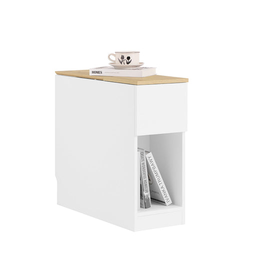 SoBuy FBT162-WN Nachtkastje 20x60x65 cm Wit met 3 vakken voor boxspringbed en kleine ruimtes