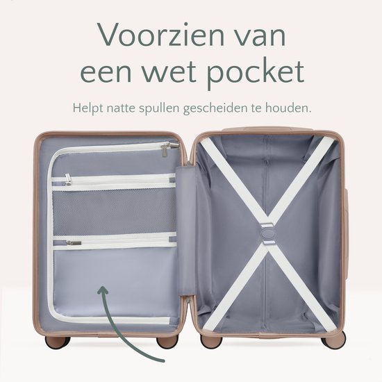 SC City Walker - Medium Reiskoffer 77L - Lichtgewicht & Sterk - 360° Spinner Wielen - Origineel TSA-slot - Inclusief Beschermhoes & Wetpouch - 66 x 45 x 26 cm - Beige