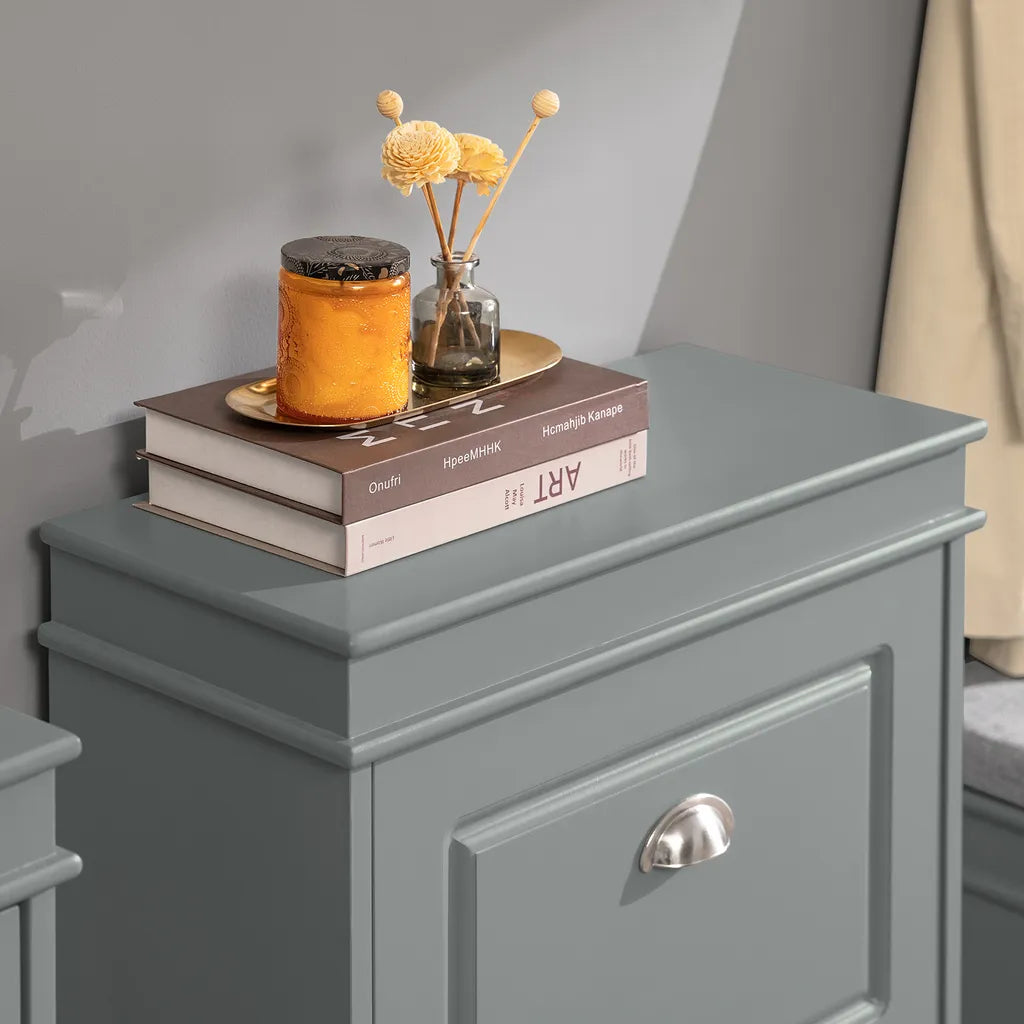 SoBuy Schoenenkast - Incl 2 Kleppen - Schoenenrek - 4 Planken - Grijs - 54x82x24cm - FSR78-HG