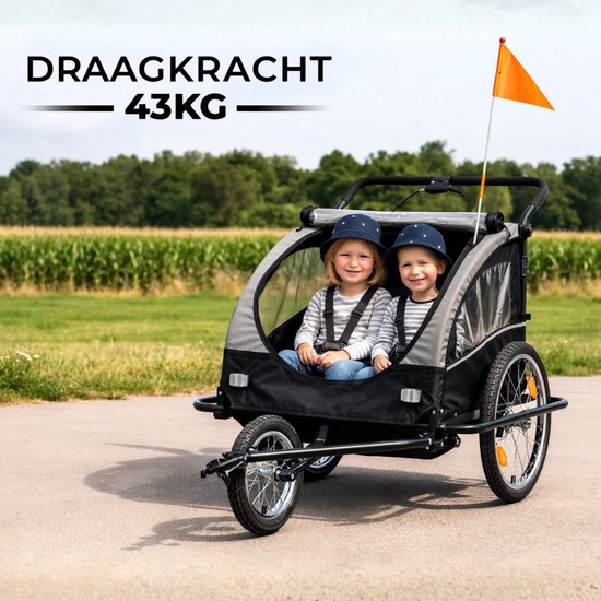 Outbee Fietskar Voor Kinderen - 2 in 1 Fietskar En Wandelwagen - Kinderfietskar - Kinderbuggy - 3 Wielen - Met Vlag