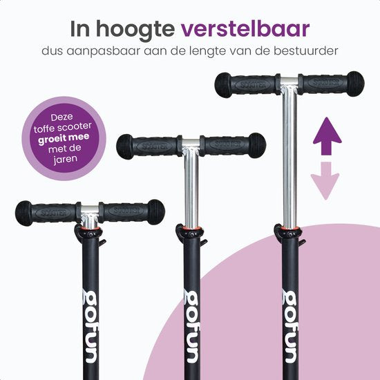Gofun Kinderstep - Lichtgevende Wielen - Opvouwbaar - Step 3-8 jaar - Verstelbaar - Antislip - 85 x 58 x 23 cm - Zwart
